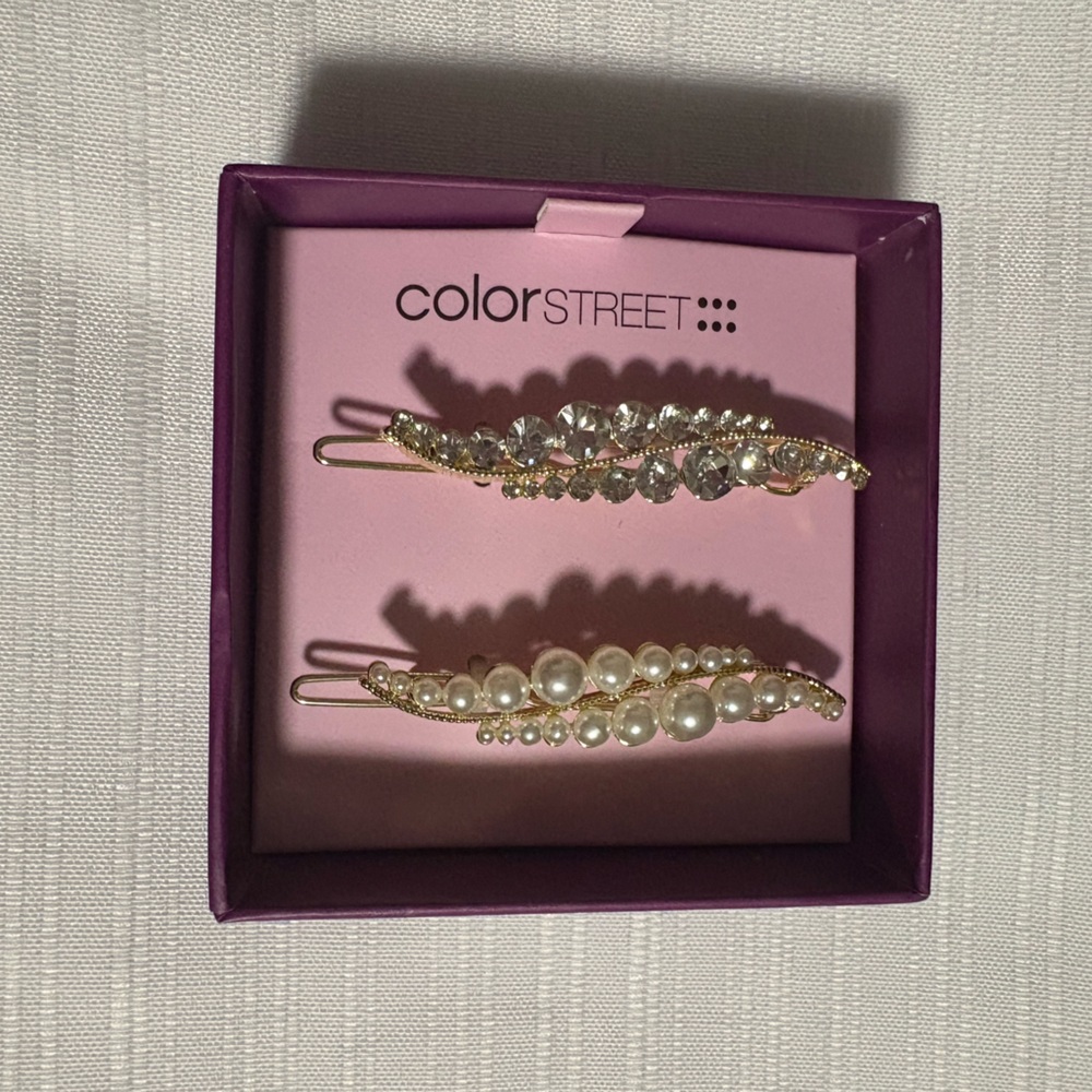 Color Street Crystal and Pearl Hair Clips
